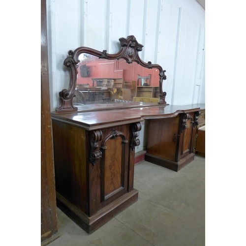 156 - A Victorian mahogany mirrorback pedestal sideboard