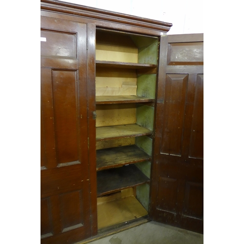 157 - A Victorian pine housekeeper's cupboard, 187cms h, 186cms w, 45cms d