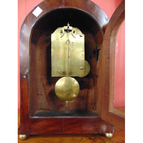 325 - A Regency mahogany and brass inlaid bracket clock, the painted dial signed Greenwood, Dover