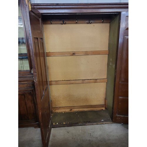 157 - A Victorian pine housekeeper's cupboard, 187cms h, 186cms w, 45cms d