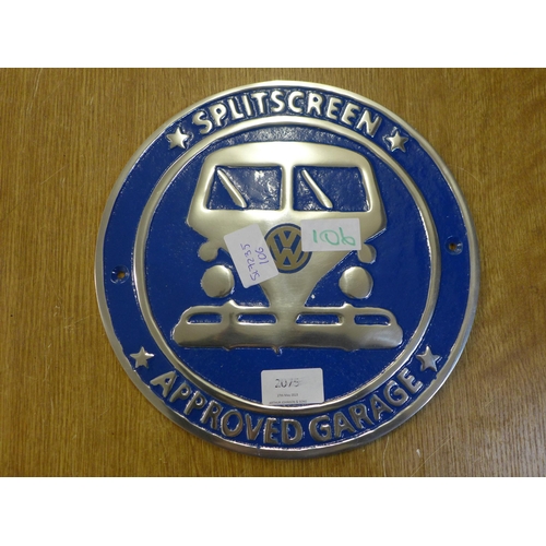 2090 - VW split screen plaque * this lot is subject to VAT