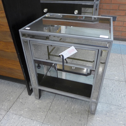 1305 - A mirrored and grey single drawer lamp table/bedside table * this lot is subject to VAT