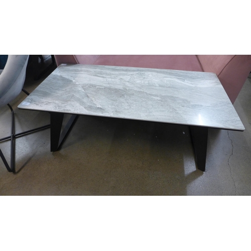 1332 - A Morada marble effect and black metal leg coffee table * this lot is subject to VAT