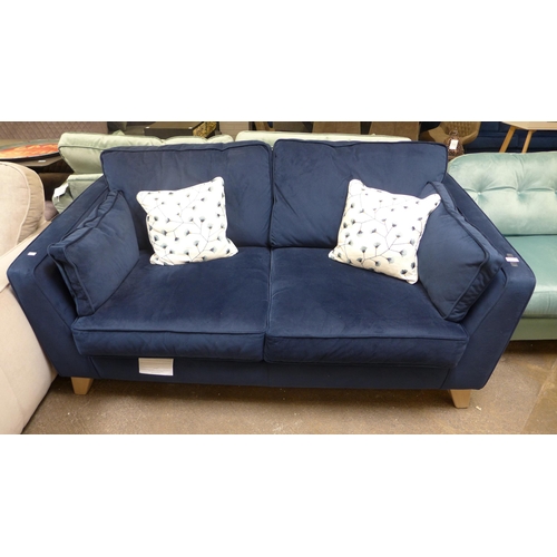 1351 - A Barker And Stonehouse deep blue velvet 2.5 seater sofa