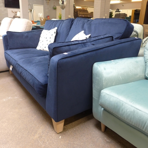 1351 - A Barker And Stonehouse deep blue velvet 2.5 seater sofa