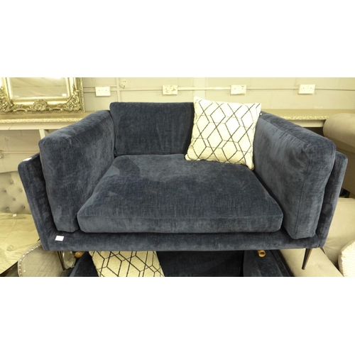 1445 - A pair of blue velvet Grand Designs upholstered small two seater sofas/loveseats