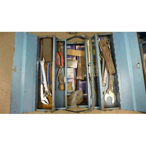 2019 - 2 Metal tool boxes & box of consumables