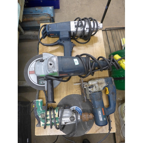 2025 - Bosch angle grinder, Bosch SDS drill, Bosch drill & Bosch jigsaw (all 110v) - one drill failed elect... 