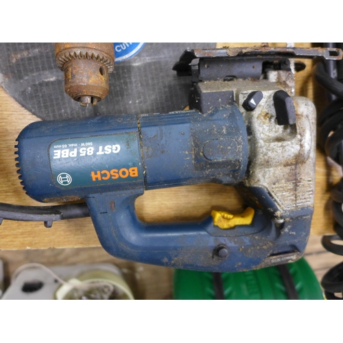 2025 - Bosch angle grinder, Bosch SDS drill, Bosch drill & Bosch jigsaw (all 110v) - one drill failed elect... 