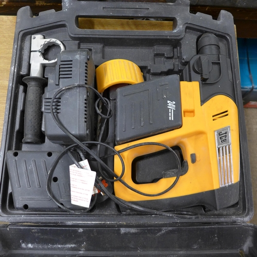 2034 - JCB hammer drill (JCBD-24CSDS) with battery & charger plus Sparky Professional drill (BUR2350E)