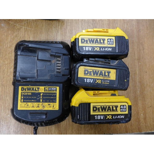 2042 - Dewalt jigsaw, Dewalt drill and a Dewalt chop saw with 3 batteries and charger - cordless tool charg... 