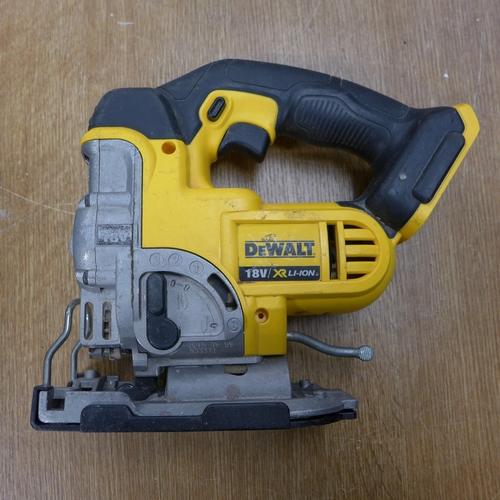 2042 - Dewalt jigsaw, Dewalt drill and a Dewalt chop saw with 3 batteries and charger - cordless tool charg... 