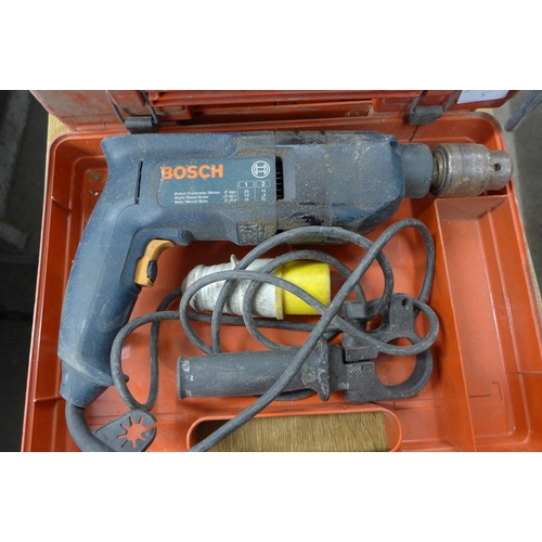 2045 - 3kva Transformer with 110v Makita grinder, Bosch SDS & Bosch 110v drill and 2 110v extension leads -... 