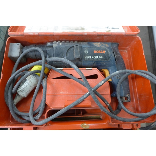 2045 - 3kva Transformer with 110v Makita grinder, Bosch SDS & Bosch 110v drill and 2 110v extension leads -... 