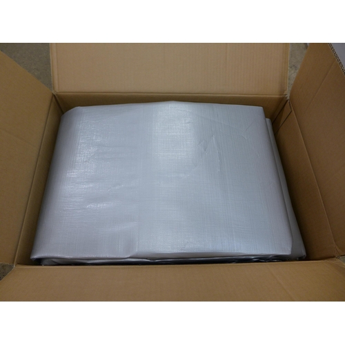 2127 - Multi purpose commercial quality waterproof tarpaulin cover (silver/black) 20ft x 20ft - unused