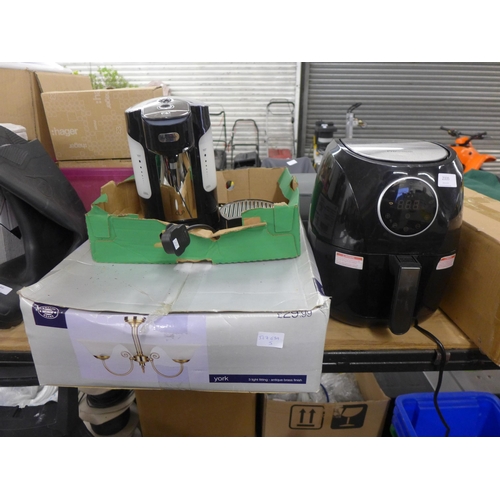 2335 - Pro-Breeze air fryer, One Cup coffee machine, Breville & Wilko York ceiling light