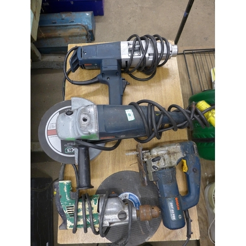 2025 - Bosch angle grinder, Bosch SDS drill, Bosch drill & Bosch jigsaw (all 110v) - one drill failed elect... 