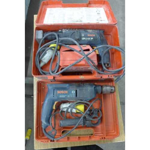 2045 - 3kva Transformer with 110v Makita grinder, Bosch SDS & Bosch 110v drill and 2 110v extension leads -... 