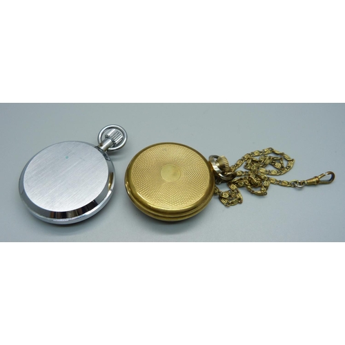 1037 - An Ingersoll pocket watch and a stopwatch