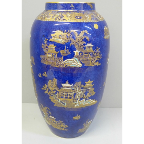 601 - A W&R Carlton Ware Kang Hsi pattern blue vase, 25.5cm