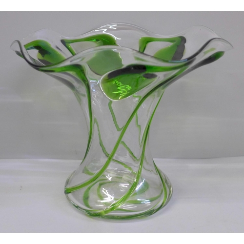 621 - A Stuart Liberty Green trailed vase, 15cm