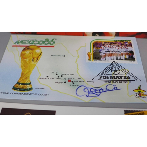 659 - Football; five signed first day covers, Geoff Hurst, Kenny Dalglish, Pat Jennings, Kerry Dixon and o... 