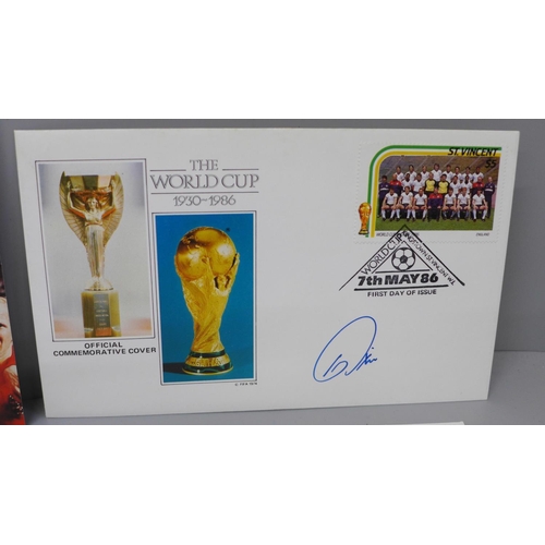 659 - Football; five signed first day covers, Geoff Hurst, Kenny Dalglish, Pat Jennings, Kerry Dixon and o... 