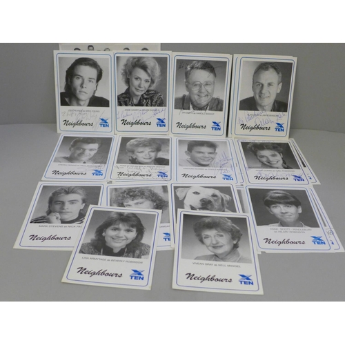 660 - Twenty-five original 1989 Neighbours cast cards, eighteen are signed with letter of provenance