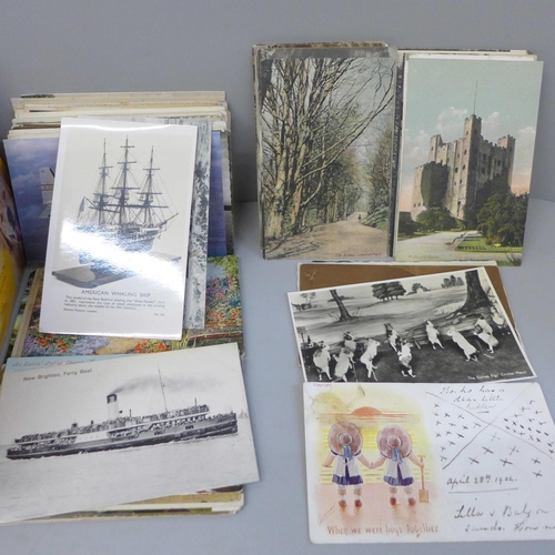 670 - Postcards; a box of postcards, vintage to modern