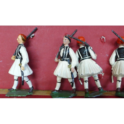 677 - Three Britains soldier figure sets; 10th Duke of Cambridge's Own Bengal Lancers, The Evzones and Bri... 