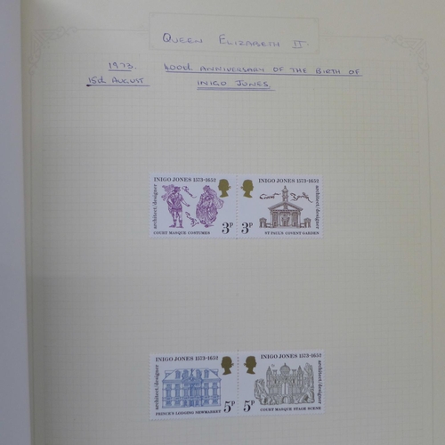 684 - The Favourite Philatelic album, GB stamps, 1970-1977, eight years, complete mint sets