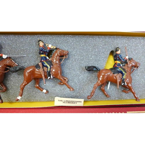 696 - Two Britains soldiers figure sets, The Lancashire Yeomanry and Durham Light Infantry, boxed