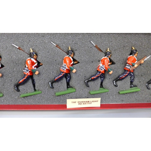 696 - Two Britains soldiers figure sets, The Lancashire Yeomanry and Durham Light Infantry, boxed