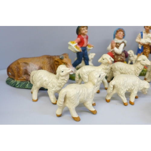 718 - Italian made Nativity scene figures, circa 1950