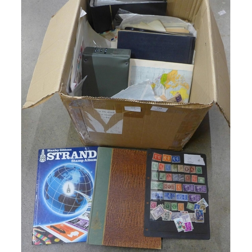 733 - Stamps; a box of stamps, covers, etc., loose and in albums