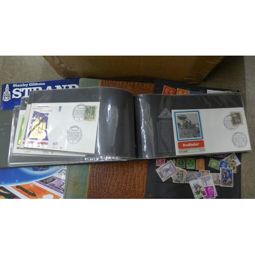 733 - Stamps; a box of stamps, covers, etc., loose and in albums