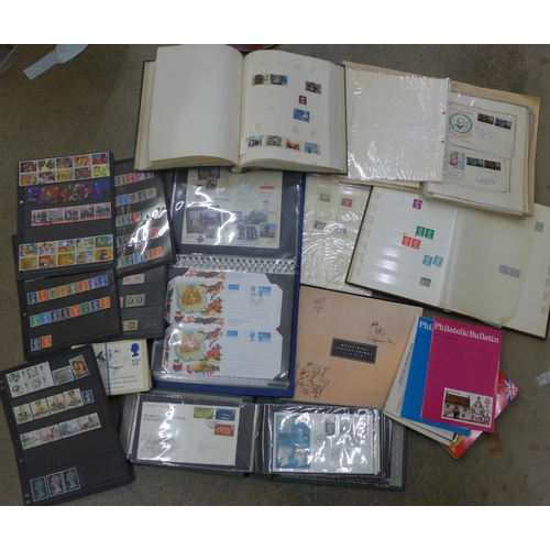 736 - Stamps; a box of GB stamp albums, covers, etc.