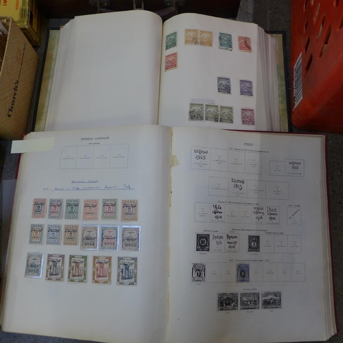 749 - World accumulation of stamps, two Ideal postage stamp albums (one for issues up to 1914, the other i... 