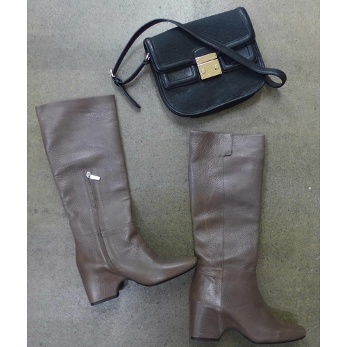 758 - A pair of Calvin Klein boots, size 5 and a DKNY bag