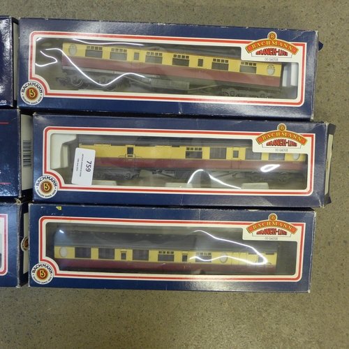 759 - Six Bachmann OO gauge carriages, boxed