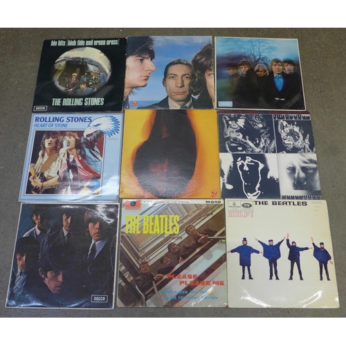 760 - Seven Beatles LP records, includes German version of Beatles For Sale and Canadian version of Beatle... 