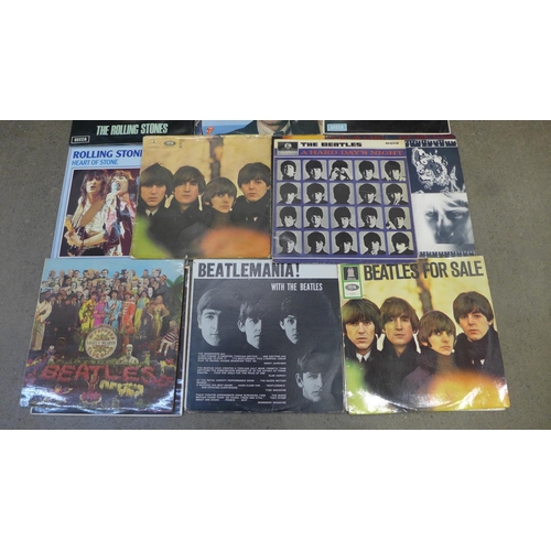 760 - Seven Beatles LP records, includes German version of Beatles For Sale and Canadian version of Beatle... 