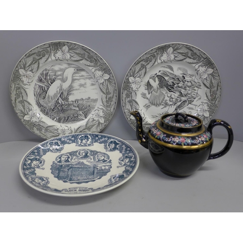 774 - Three American plates, Fort Pitt Block House, Built 1764 and two Adams The Birds of America plates a... 