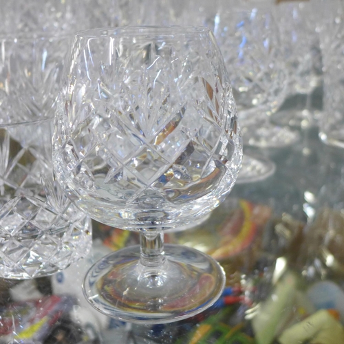 782 - A collection of crystal; wine glasses, tumblers, brandy and a crystal vase