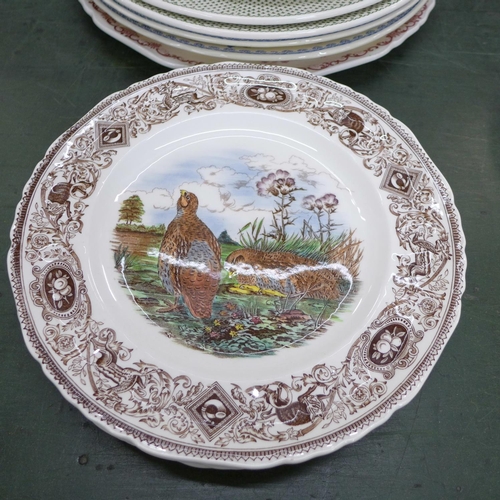 791 - Six Mason's Ironstone large plates, six Mason's game bird plates and five others