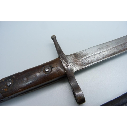 821 - An Italian model 1891 bayonet with scabbard