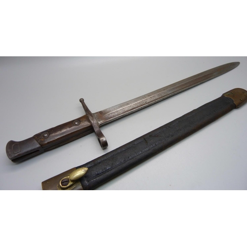 821 - An Italian model 1891 bayonet with scabbard