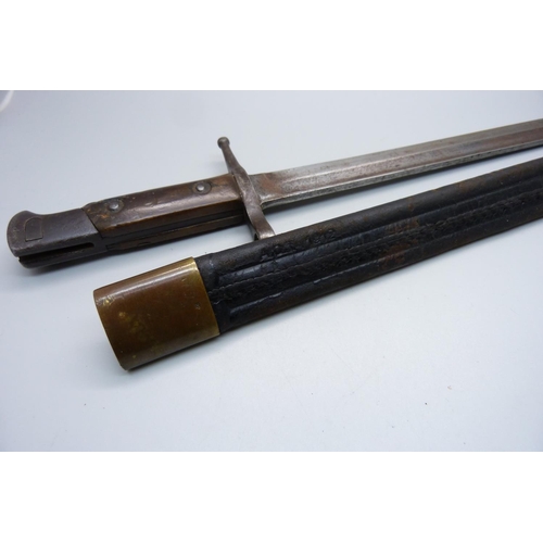 821 - An Italian model 1891 bayonet with scabbard