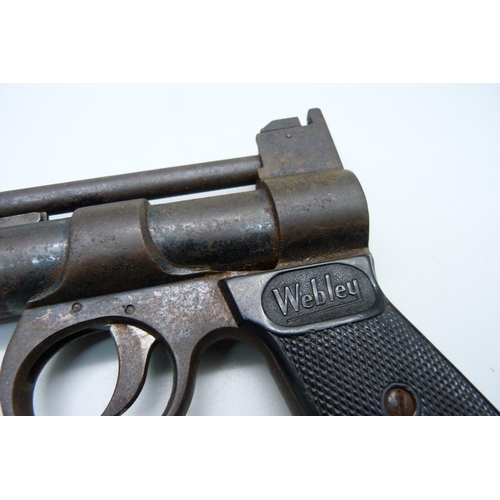 824 - A Webley .177 cal. target shooting air pistol, grip a/f