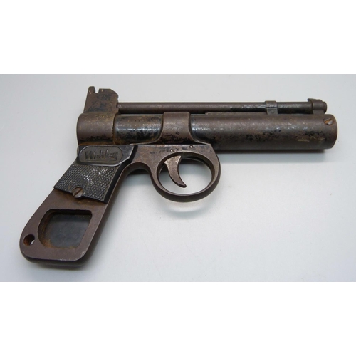 824 - A Webley .177 cal. target shooting air pistol, grip a/f